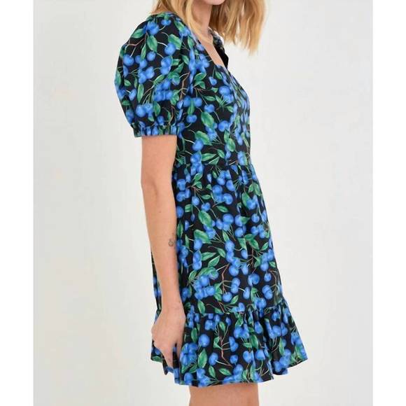 NEW ENGLISH FACTORY blueberry mini dress in blueberry print - Picture 3 of 5